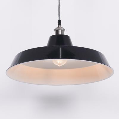 Factory Style Royal Blue Painted Metal Pendant Light 46cm