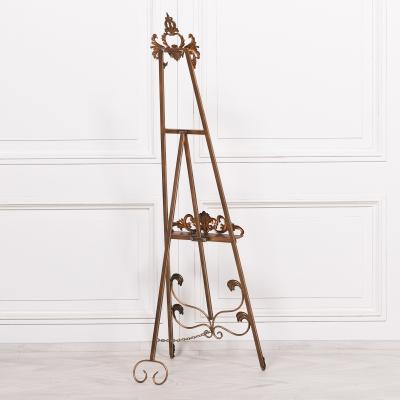 French Style Antiqued Gold Metal Easel
