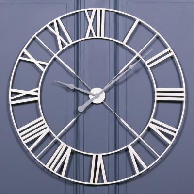 Cream Vintage Distressed Metal Twist Frame Round Wall Clock