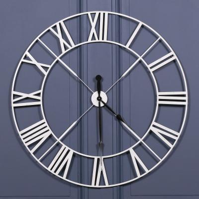 Distressed Off White Metal Twist Frame Round Wall Clock