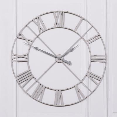 Pale Grey Vintage Metal Round Wall Clock
