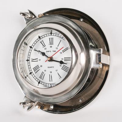 Polished Nautical Cabin Ships Round Wall Clock