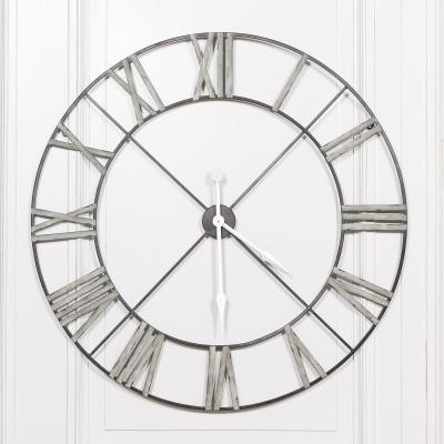 Vintage Silver Metal Round Wall Clock