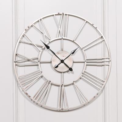 Vintage Silver Round Wall Clock