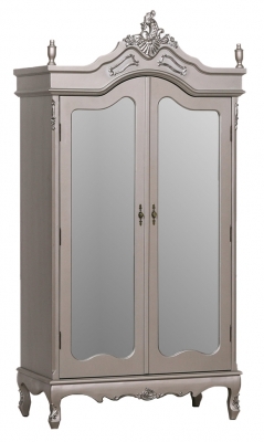 Product photograph of French Style Antique Silver Mirror Armoire Wardrobe - 2 Door from Choice Furniture Superstore