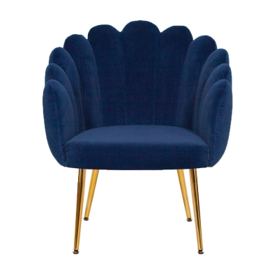 Product photograph of Deco Blue Velvet Scalloped Chair from Choice Furniture Superstore