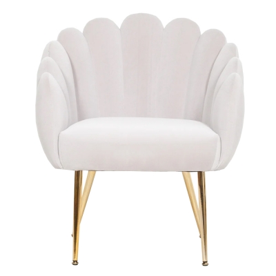 Product photograph of Arriba Light Grey Velvet Scalloped Chair from Choice Furniture Superstore
