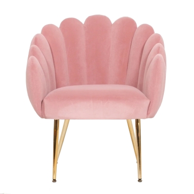 Product photograph of Deco Pink Velvet Scalloped Chair from Choice Furniture Superstore