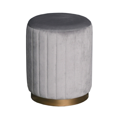 Product photograph of Light Grey Velvet Ribbed Round Stool from Choice Furniture Superstore