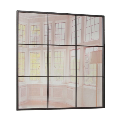 Product photograph of Black Square Metal Window Mirror - 90cm X 90cm from Choice Furniture Superstore
