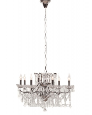 Product photograph of French Style Chrome 8 Branch Shallow Cut Glass Chandelier from Choice Furniture Superstore