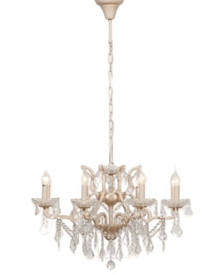 Product photograph of French Style Peach Cream 8 Branch Shallow Cut Glass Chandelier from Choice Furniture Superstore