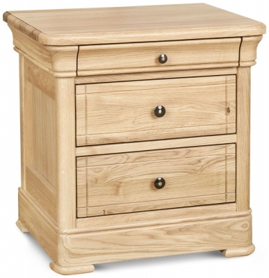 Product photograph of Clemence Richard Moreno Oak 3 Drawer Bedside Cabinet from Choice Furniture Superstore
