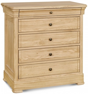 Product photograph of Clemence Richard Moreno Oak 5 Drawer Chest from Choice Furniture Superstore