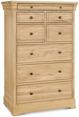 Product photograph of Clemence Richard Moreno Oak 8 Drawer Tall Wide Chest from Choice Furniture Superstore