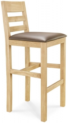 Product photograph of Clemence Richard Oak Leather Seat Barstool - 023 Sold In Pairs from Choice Furniture Superstore