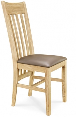 Clemence Richard Oak Leather Seat Dining Chair - 015 (Sold in Pairs)