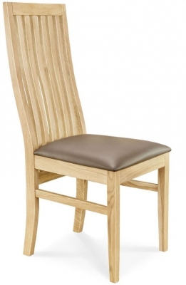 Product photograph of Clemence Richard Oak Leather Seat Dining Chair - 029 Sold In Pairs from Choice Furniture Superstore