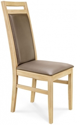 Product photograph of Clemence Richard Oak Leather Seat And Back Dining Chair - 030 Sold In Pairs from Choice Furniture Superstore