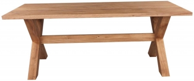 Product photograph of Clemence Richard Massive Oak Large Dining Table With Crossed Leg from Choice Furniture Superstore
