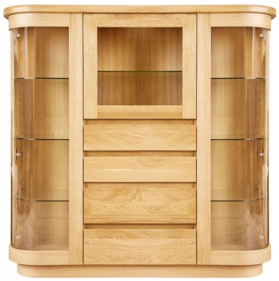 Product photograph of Clemence Richard Sorento Oak 3 Glass Door Combi Display Cabinet from Choice Furniture Superstore