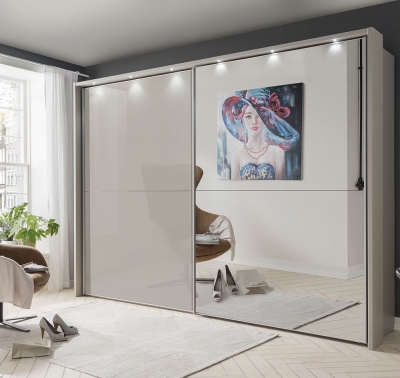 Product photograph of Wiemann Berlin Glass And Mirror Sliding Wardrobe - Variation Available from Choice Furniture Superstore