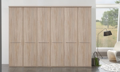 Product photograph of Dakar2 6 Door Wardrobe In Rustic Oak With Silver Handles - W 300cm from Choice Furniture Superstore