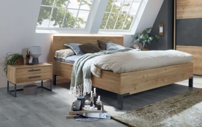 Product photograph of Breda Bianco Oak Bed With Wooden Headboard from Choice Furniture Superstore