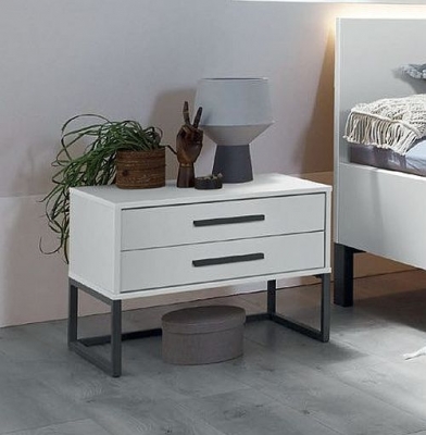 Product photograph of Breda White Bedside Cabinet - 2 Drawers from Choice Furniture Superstore