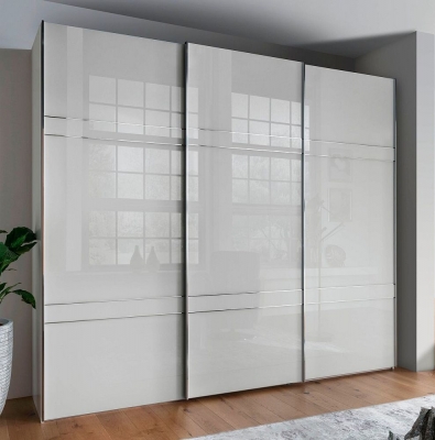 Product photograph of Rialto White 3 Door Sliding Wardrobe With 2 Cross Trim - 300cm from Choice Furniture Superstore