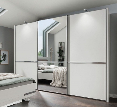 Product photograph of Arktis White 3 Door Sliding Wardrobe With 1 Mirror Front - 300cm from Choice Furniture Superstore