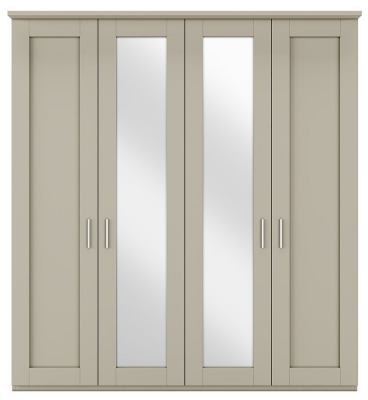 Product photograph of Wiemann Cambridge Grey 4 Door Wardrobe With 2 Mirror Front - W 200cm from Choice Furniture Superstore