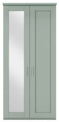 Product photograph of Cambridge Sage Green 2 Door Wardrobe With 1 Left Mirror Front - W 100cm from Choice Furniture Superstore