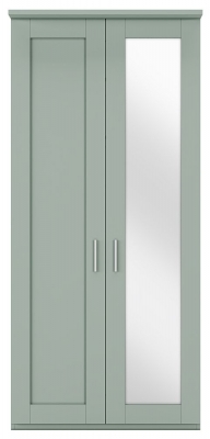 Product photograph of Wiemann Cambridge Green 2 Door Wardrobe With 1 Rh Mirror - W 100cm from Choice Furniture Superstore