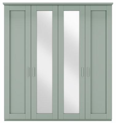 Product photograph of Wiemann Cambridge Green 4 Door Wardrobe With 2 Mirror Front - W 200cm from Choice Furniture Superstore