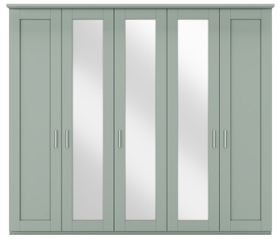 Product photograph of Wiemann Cambridge Green 5 Door Wardrobe With 3 Mirror Front - W 250cm from Choice Furniture Superstore