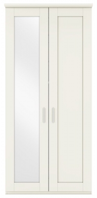 Product photograph of Cambridge White 2 Door Wardrobe With 1 Left Mirror Front - W 100cm from Choice Furniture Superstore