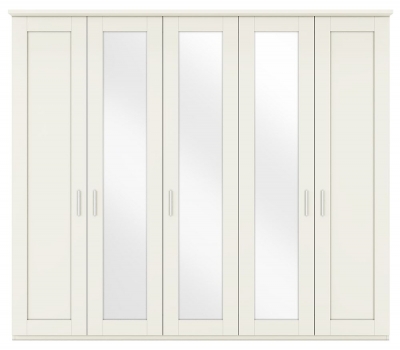 Product photograph of Cambridge White 5 Door Wardrobe With 3 Mirror Front - W 250cm from Choice Furniture Superstore