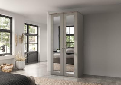 Wiemann Suffolk Pebble Grey 2 Door Mirror Wardrobe W 100cm