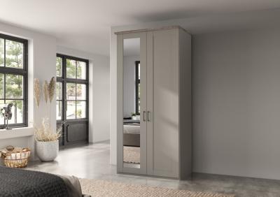 Wiemann Suffolk Pebble Grey 2 Door Wardrobe With 1 Lhf Mirror W 100cm