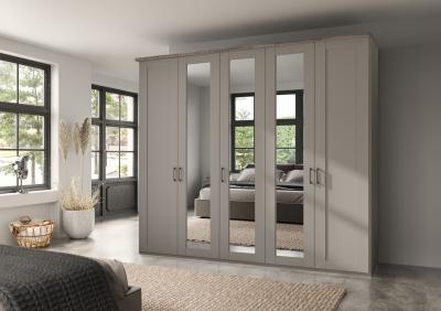 Wiemann Suffolk Pebble Grey 5 Door Wardrobe With 3 Mirror Front W 250cm