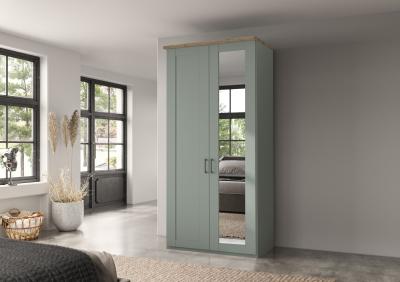 Wiemann Suffolk Sage Green 2 Door Wardrobe With 1 Rhf Mirror W 100cm