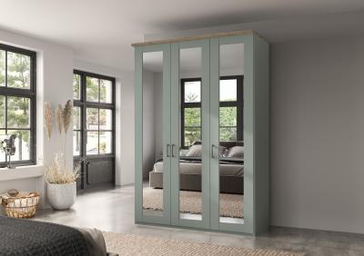 Wiemann Suffolk Sage Green 3 Door Mirror Wardrobe W 150cm