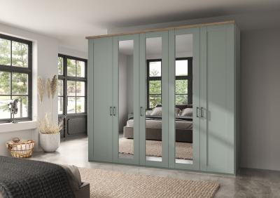 Wiemann Suffolk Sage Green 5 Door Wardrobe With 3 Mirror Front W 250cm