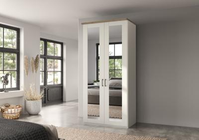 Wiemann Suffolk White 2 Door Mirror Wardrobe W 100cm