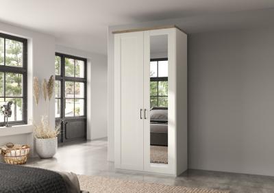 Wiemann Suffolk White 2 Door Wardrobe With 1 Rhf Mirror W 100cm