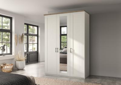 Product photograph of Wiemann Suffolk White 3 Door Wardrobe With 1 Mirror Front - W 150cm from Choice Furniture Superstore