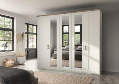 Wiemann Suffolk White 5 Door Wardrobe With 3 Mirror Front W 250cm