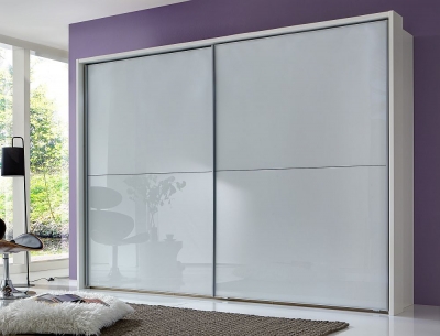 Product photograph of Berlin 2 Door Sliding Wardrobe In White Glass - W 300cm from Choice Furniture Superstore