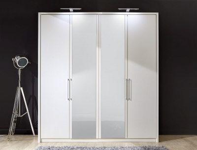Product photograph of Berlin 4 Door Wardrobe In White Glass - W 200cm from Choice Furniture Superstore